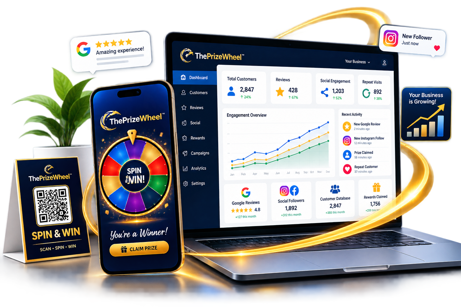 Digital Spin and Win experience in a real business setting