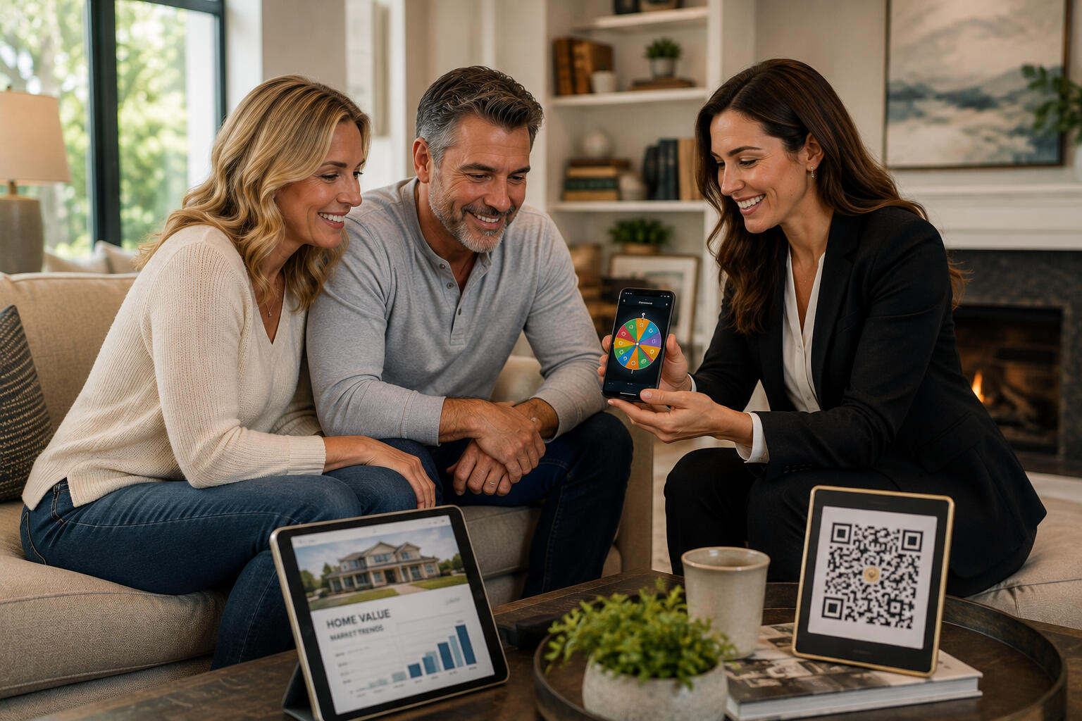 Real estate professional meeting clients